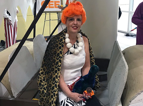 Lydia Sharp dressed up as Wilma from the Flintstones for the 2018 Boo in the Courtyard.