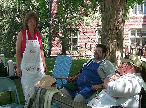 Lydia Sharp at a cookout in the Engineering Courtyard.