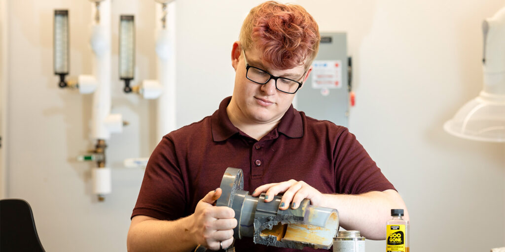 student working in a lab