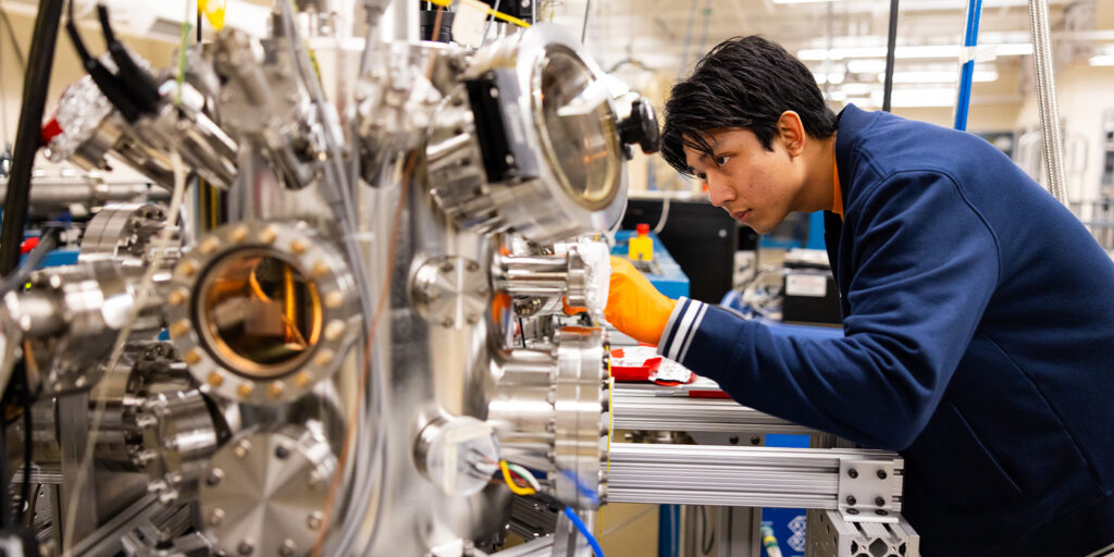 student working in the IBLM lab