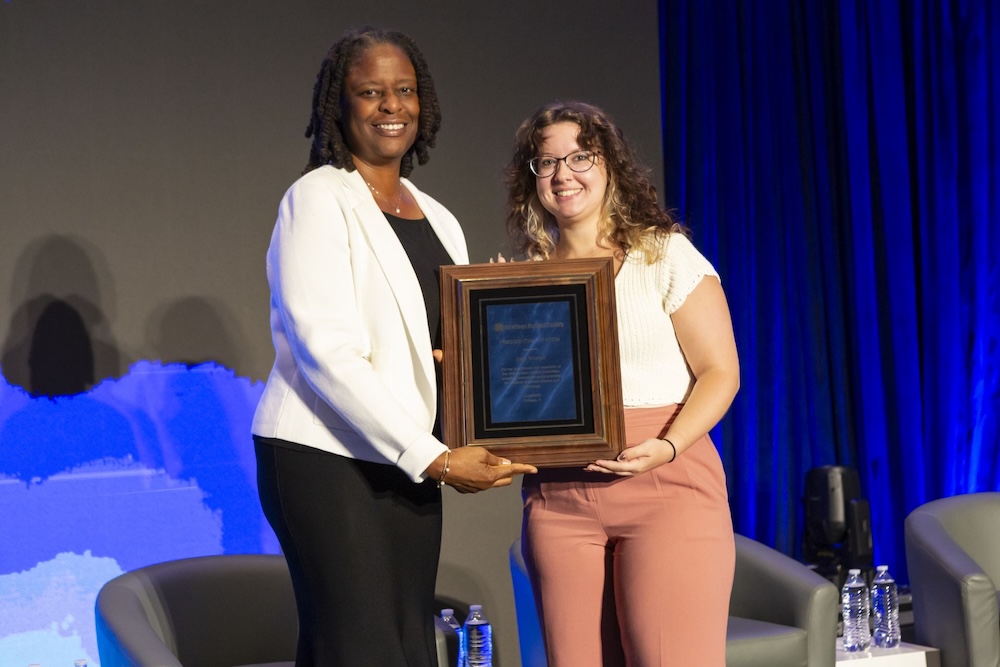 ANS award presenter and Katy Worrel receiving her award